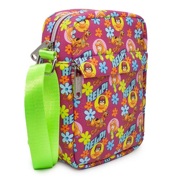 Buckle Down Women's Crossbody Wallet - Scooby Doo RELP Flowers With Daphne And Velma Collage Pink