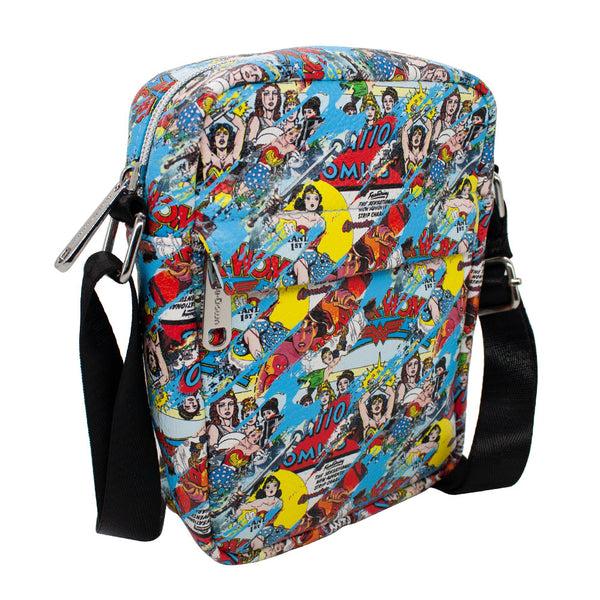 Buckle Down Women's Crossbody Wallet - Wonder Woman Comics Scenes Through The Years Stacked