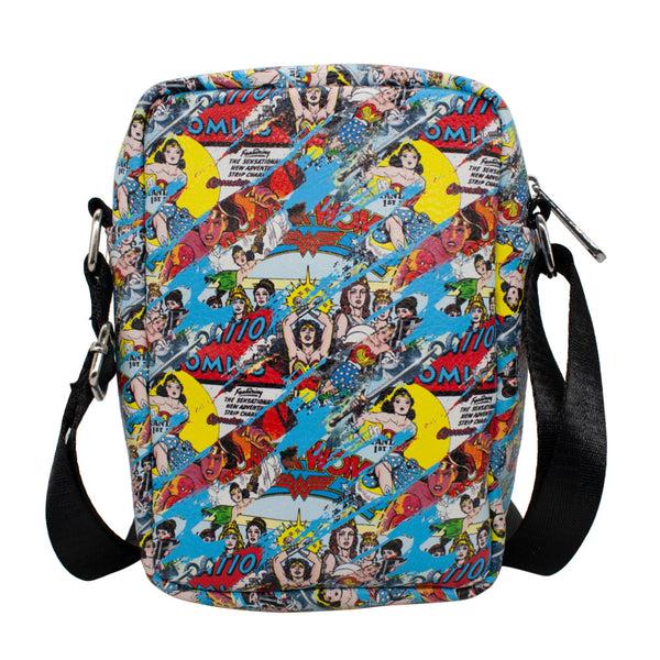 Buckle Down Women's Crossbody Wallet - Wonder Woman Comics Scenes Through The Years Stacked