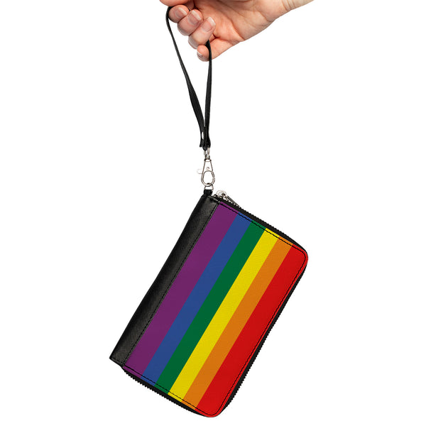 Buckle Down Women's PU Zip Around Wallet Rectangle - Flag Pride Rainbow