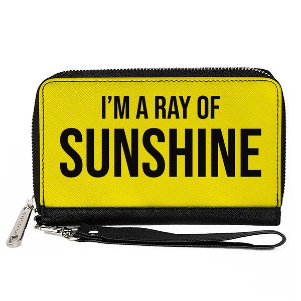buckle down Women's PU Zip Around Wallet Rectangle - I'M A RAY OF SUNSHINE Yellow Black