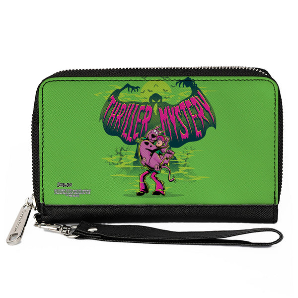 buckle down Women's PU Zip Around Wallet Rectangle - Shaggy Carrying Scooby-Doo THRILLER MYSTERY Ghost Greens