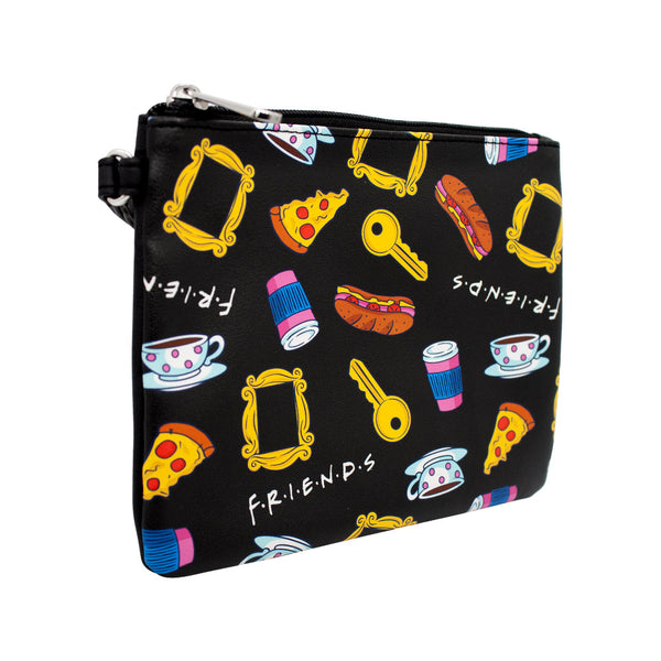 Buckle Down Women's Wallet Single Pocket Wristlet - Friends Television Show Icons Collage Black Multi Color