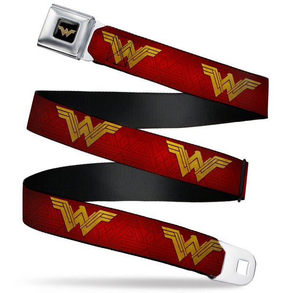 buckle down Wonder Woman 2017 Icon Full Color Black/Gold Seatbelt Belt - Wonder Woman 2017 Icon Reds/Golds Webbing