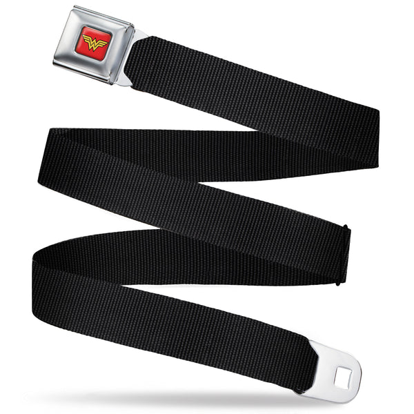 buckle down Wonder Woman Logo Full Color Red Seatbelt Belt - Black Webbing