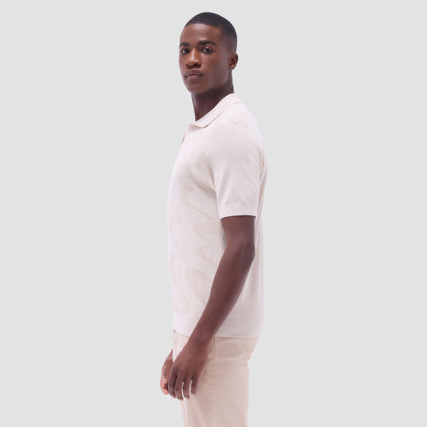 Bugatchi Abstract Knit Short Sleeve Johnny Sweater