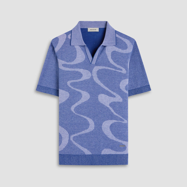 Bugatchi Abstract Knit Short Sleeve Johnny Sweater