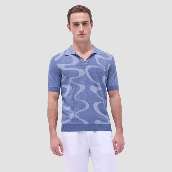 Bugatchi Abstract Knit Short Sleeve Johnny Sweater