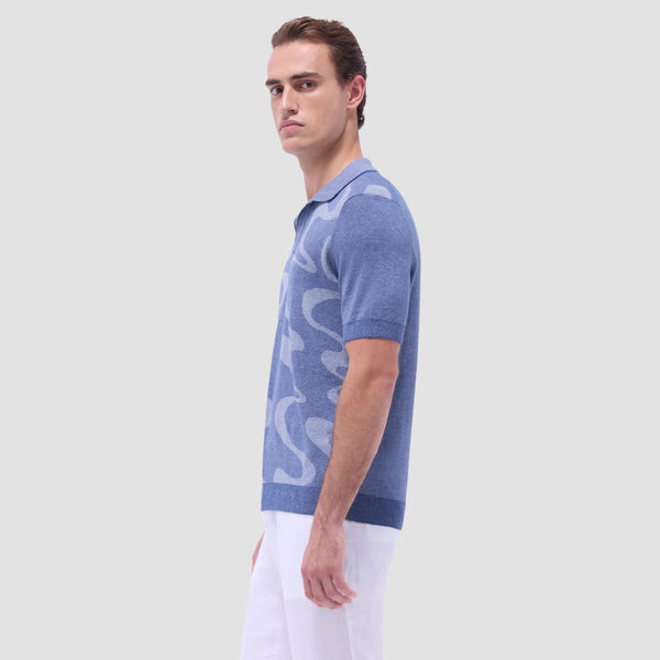 Bugatchi Abstract Knit Short Sleeve Johnny Sweater