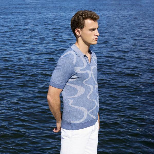 bugatchi Abstract Knit Short Sleeve Johnny Sweater