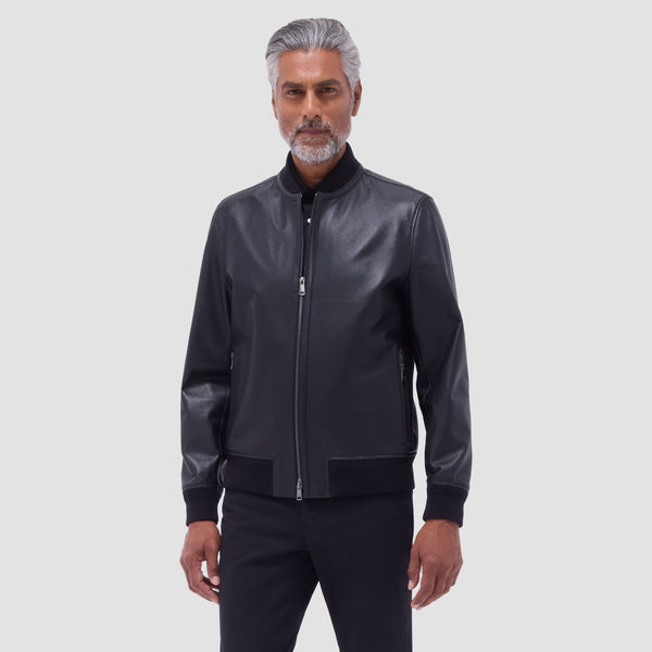 Bugatchi Perforated Leather Bomber Jacket