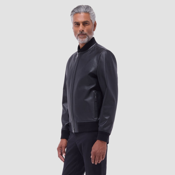 Bugatchi Perforated Leather Bomber Jacket