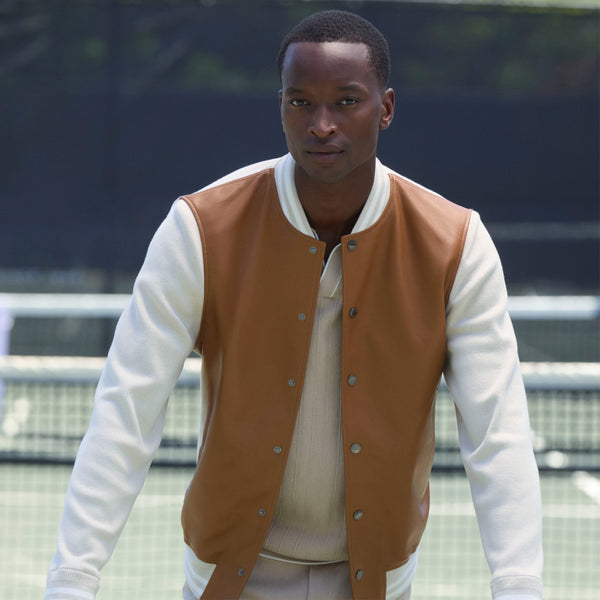 bugatchi Varsity Hybrid Bomber Jacket