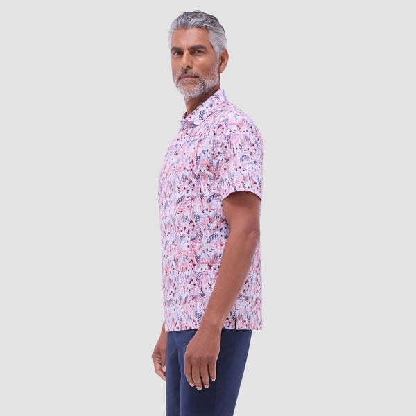 Bugatchi Victor Leaf Print OoohCotton® Polo Shirt