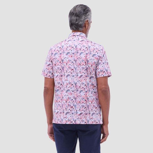 Bugatchi Victor Leaf Print OoohCotton® Polo Shirt