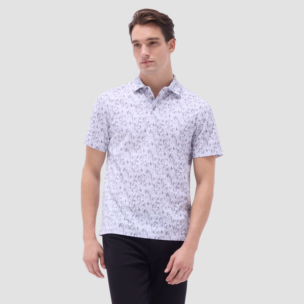 Bugatchi Victor Leaf Print OoohCotton® Polo Shirt