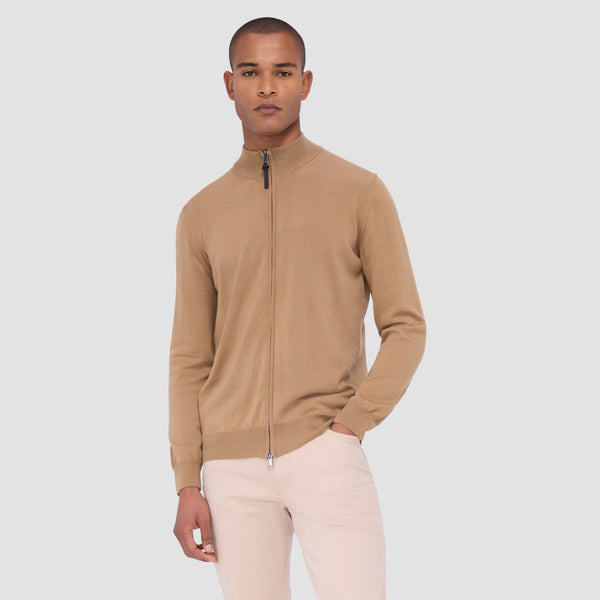 Bugatchi Super Merino™ Mock Neck Full Zip Sweater