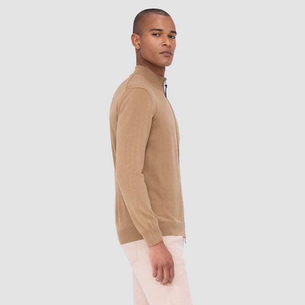 Bugatchi Super Merino™ Mock Neck Full Zip Sweater