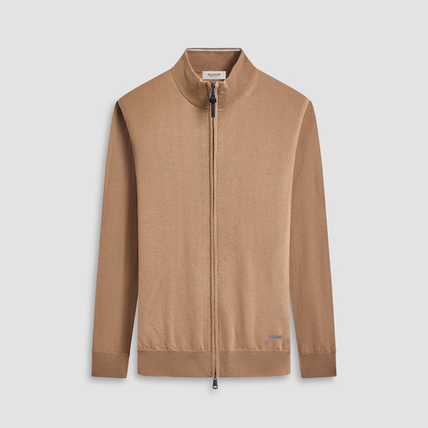 bugatchi Super Merino™ Mock Neck Full Zip Sweater