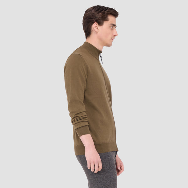 Bugatchi Super Merino™ Mock Neck Full Zip Sweater