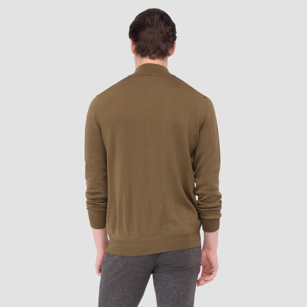 Bugatchi Super Merino™ Mock Neck Full Zip Sweater