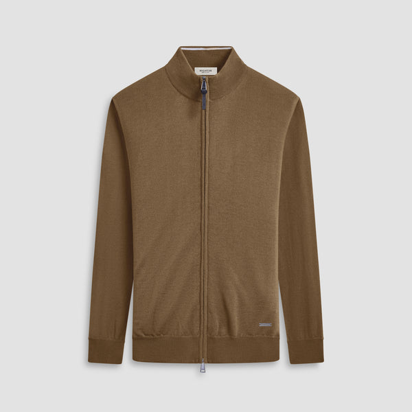 bugatchi Super Merino™ Mock Neck Full Zip Sweater