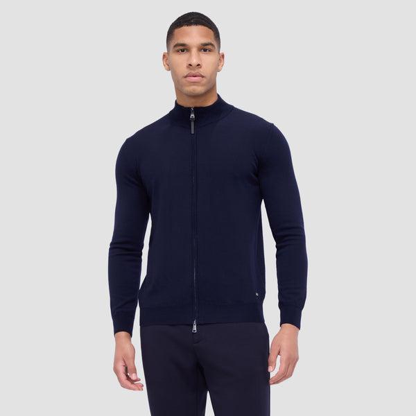 Bugatchi Super Merino™ Mock Neck Full Zip Sweater