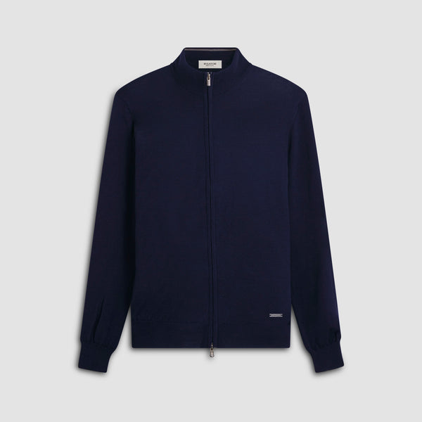 bugatchi Super Merino™ Mock Neck Full Zip Sweater