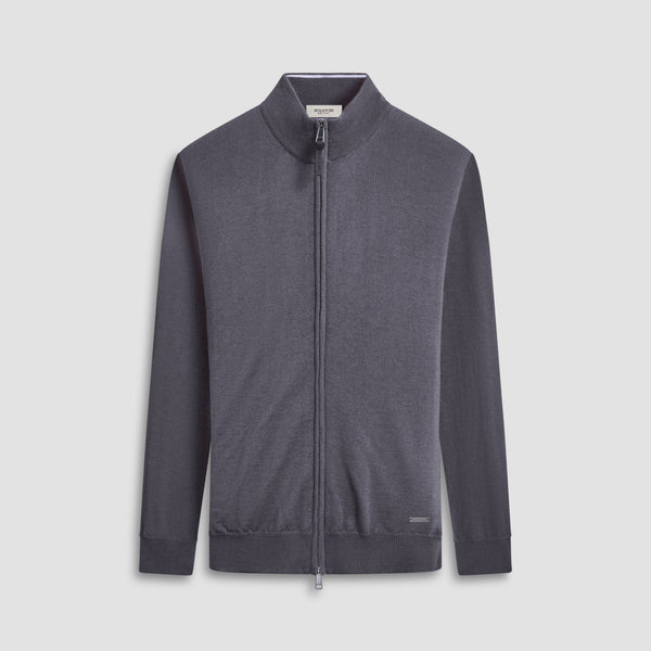 bugatchi Super Merino™ Mock Neck Full Zip Sweater