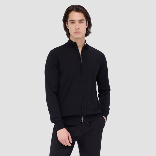 Bugatchi Super Merino™ Mock Neck Full Zip Sweater