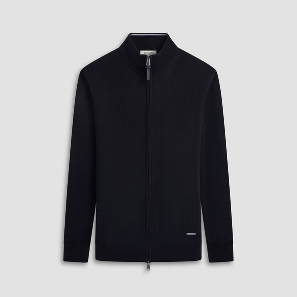 bugatchi Super Merino™ Mock Neck Full Zip Sweater