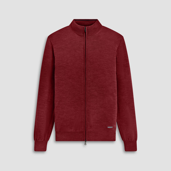 bugatchi Super Merino™ Mock Neck Full Zip Sweater