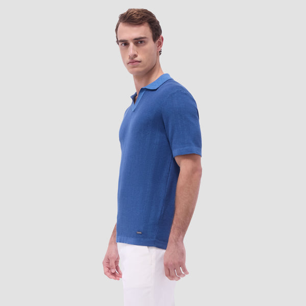 Bugatchi Two-Tone Rib Stitch Short Sleeve Johnny Sweater
