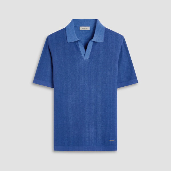 bugatchi Two-Tone Rib Stitch Short Sleeve Johnny Sweater