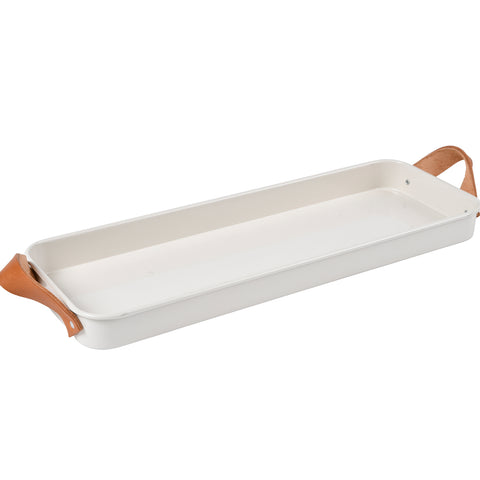 Burgon & Ball 3 Herb Pots In A Leather Handled Tray - Stone