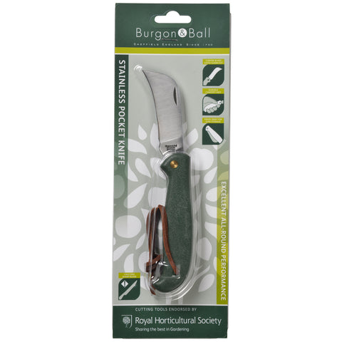 Burgon & Ball Stainless Pocket Knife - RHS Endorsed