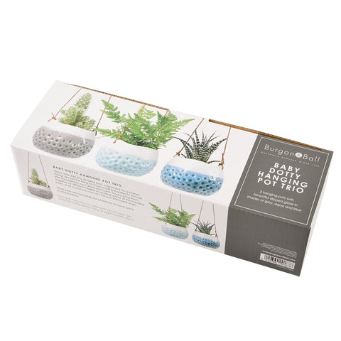 Burgon & Ball Trio Of 'Baby Dotty' Hanging Pots