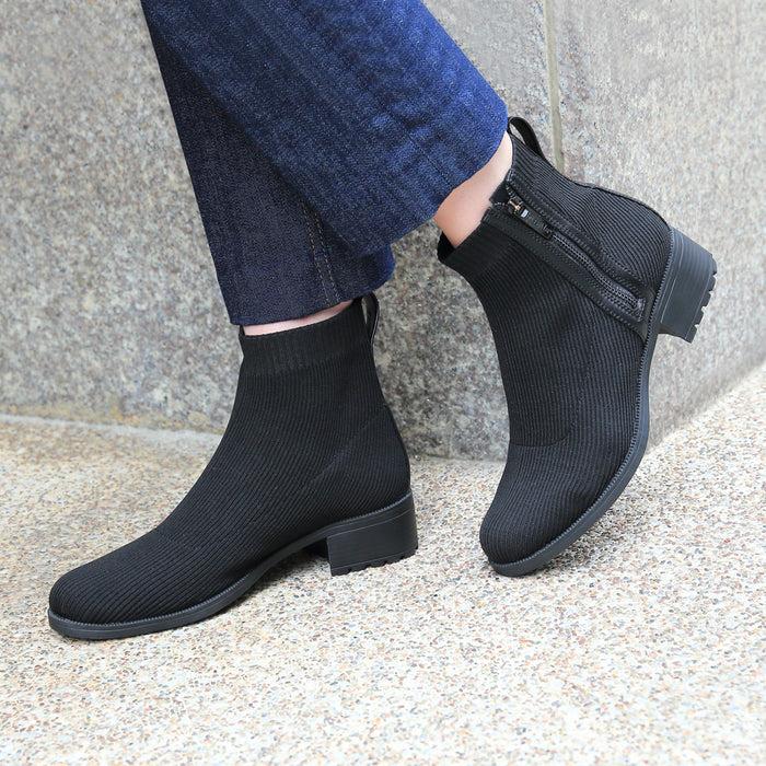 Bussola Alba Knit Ankle Boots (Nero)