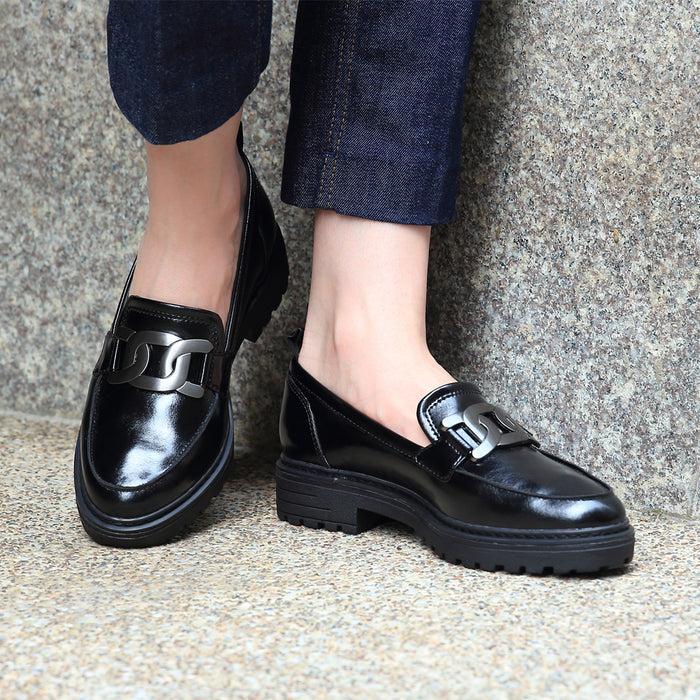 Bussola Arezzo Metallic Chain Loafers (Nero)