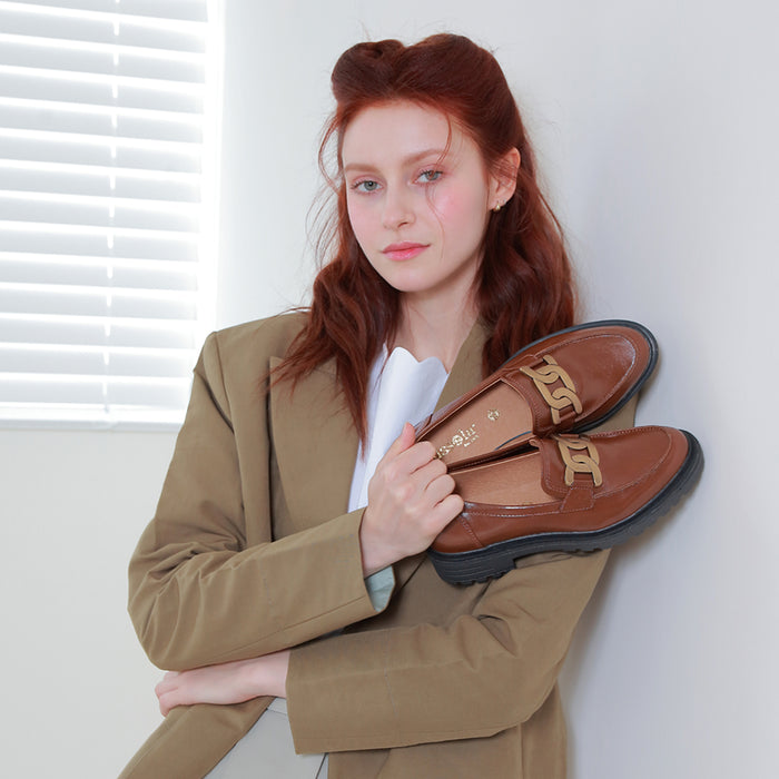 Bussola Arezzo Metallic Chain Loafers (Nutshell)