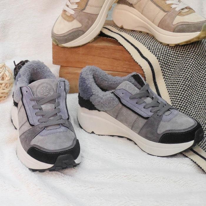 Bussola BMS Furry Laceup Sneakers (Rock)