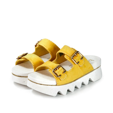 bussola Capri Buckle Strap Slide Sandals (Daffodil)