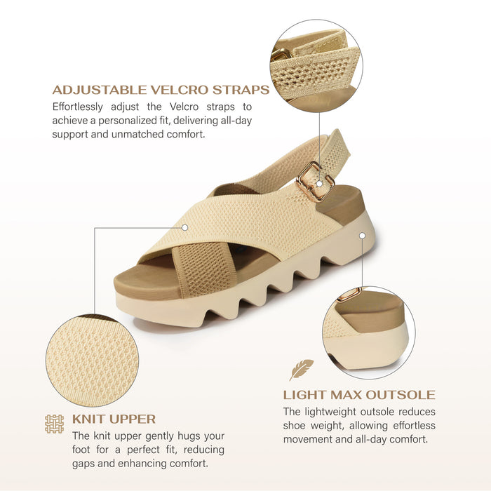 Bussola Capri Knit Strappy Sandals (Latte)