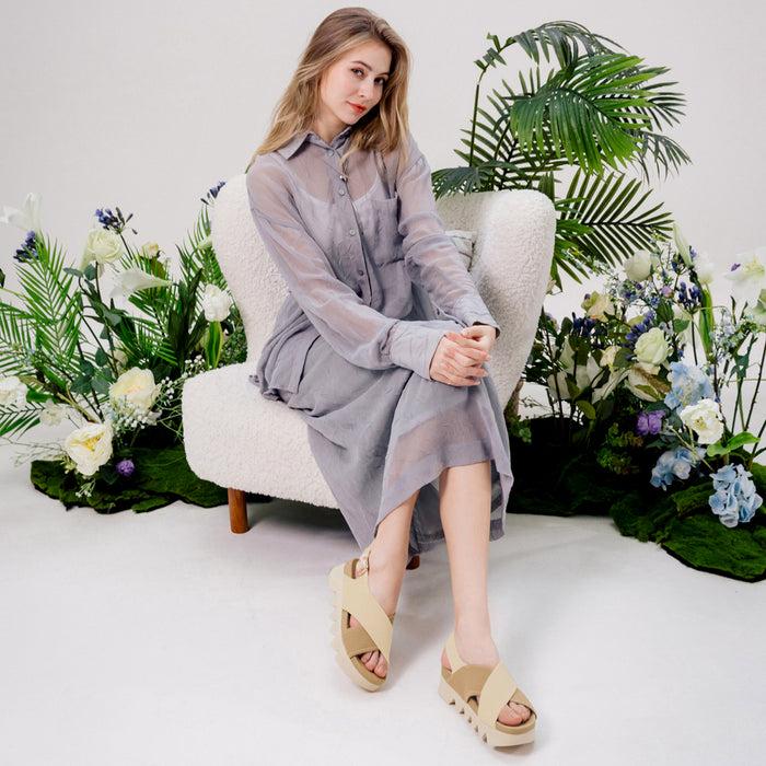 Bussola Capri Knit Strappy Sandals (Latte)