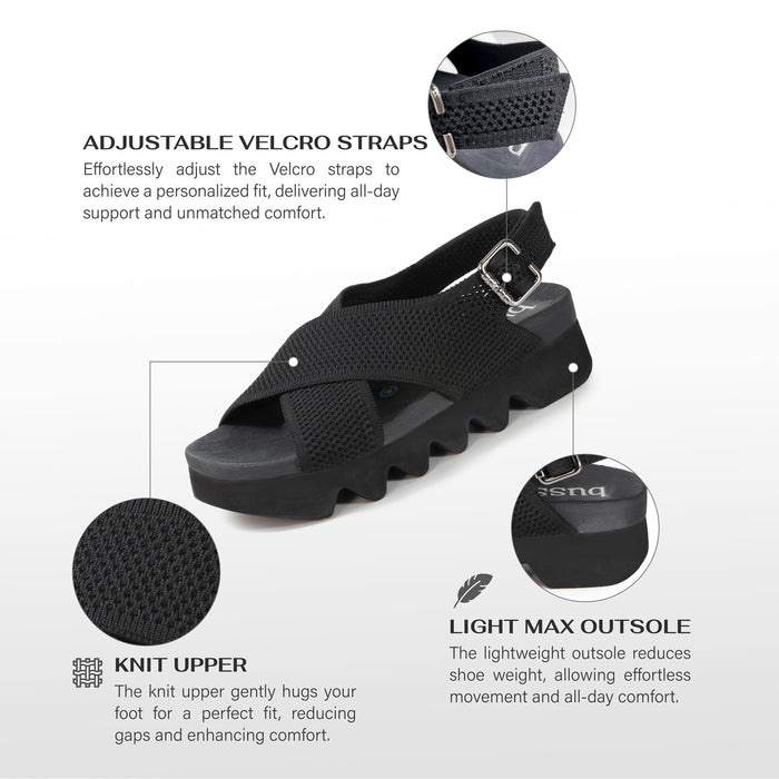 Bussola Capri Knit Strappy Sandals (Nero)