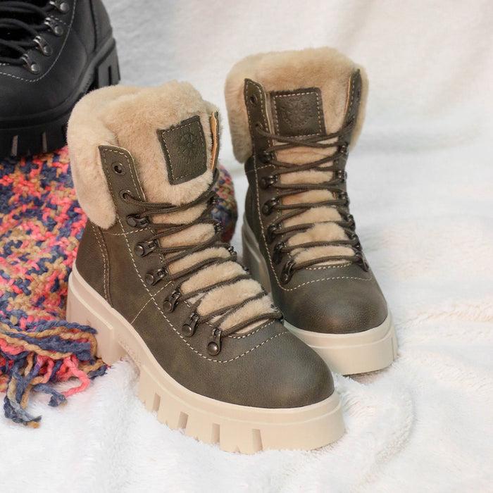 Bussola Corvara Furry Chunky Boots (Olive)