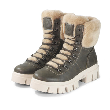bussola Corvara Furry Chunky Boots (Olive)