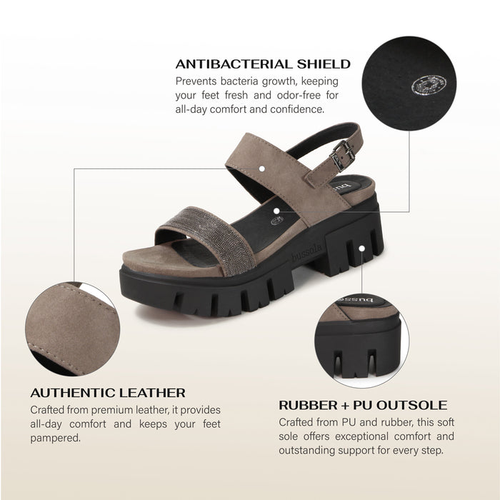 Bussola Corvara Glitter Platform Sandals (Taupe)