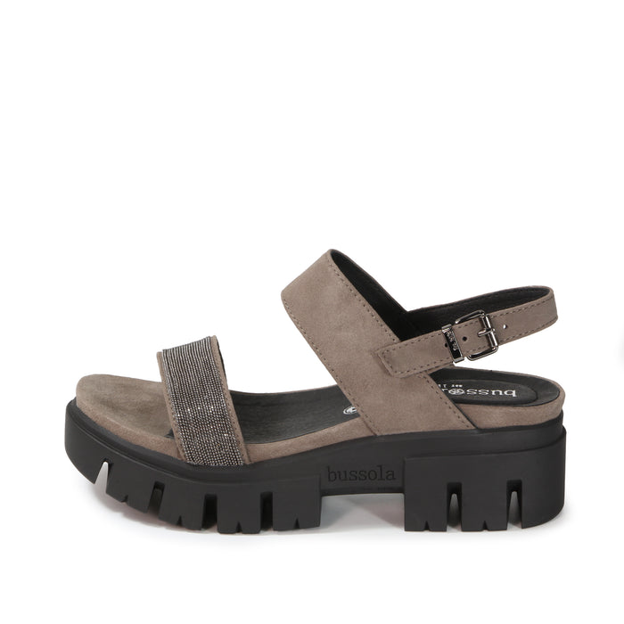 Bussola Corvara Glitter Platform Sandals (Taupe)