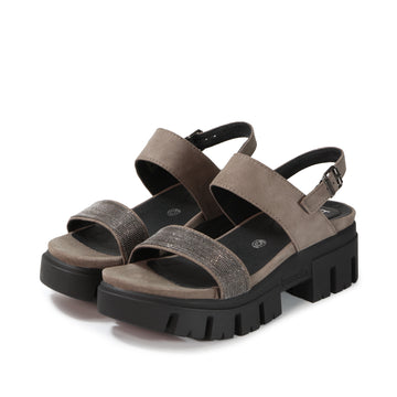 bussola Corvara Glitter Platform Sandals (Taupe)